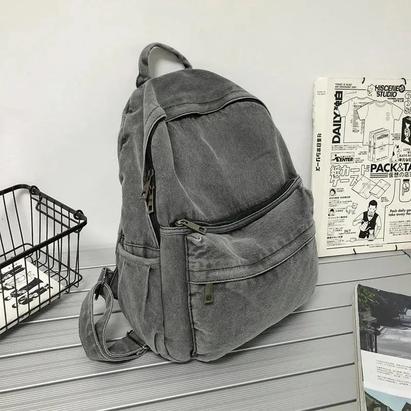 Korean Style Blue School Backpack - Multifunctional Denim Cool Bag EN257