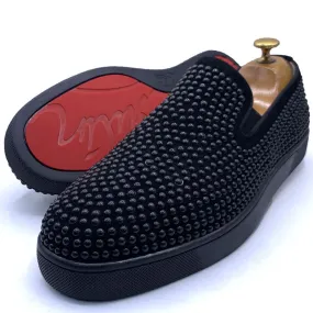 LB banded studded black suede shoes with black soles