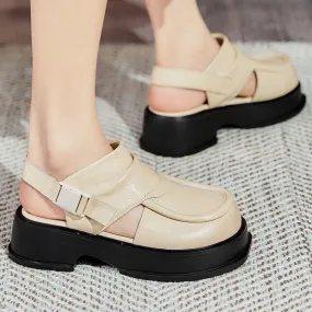 Leather Roman Sandals for Women - Casual Shoes with Platform, WC127