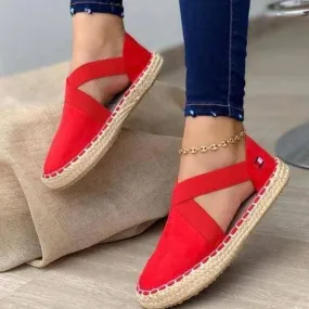 Libiyi Straw Braid Elastic Strap Shoes