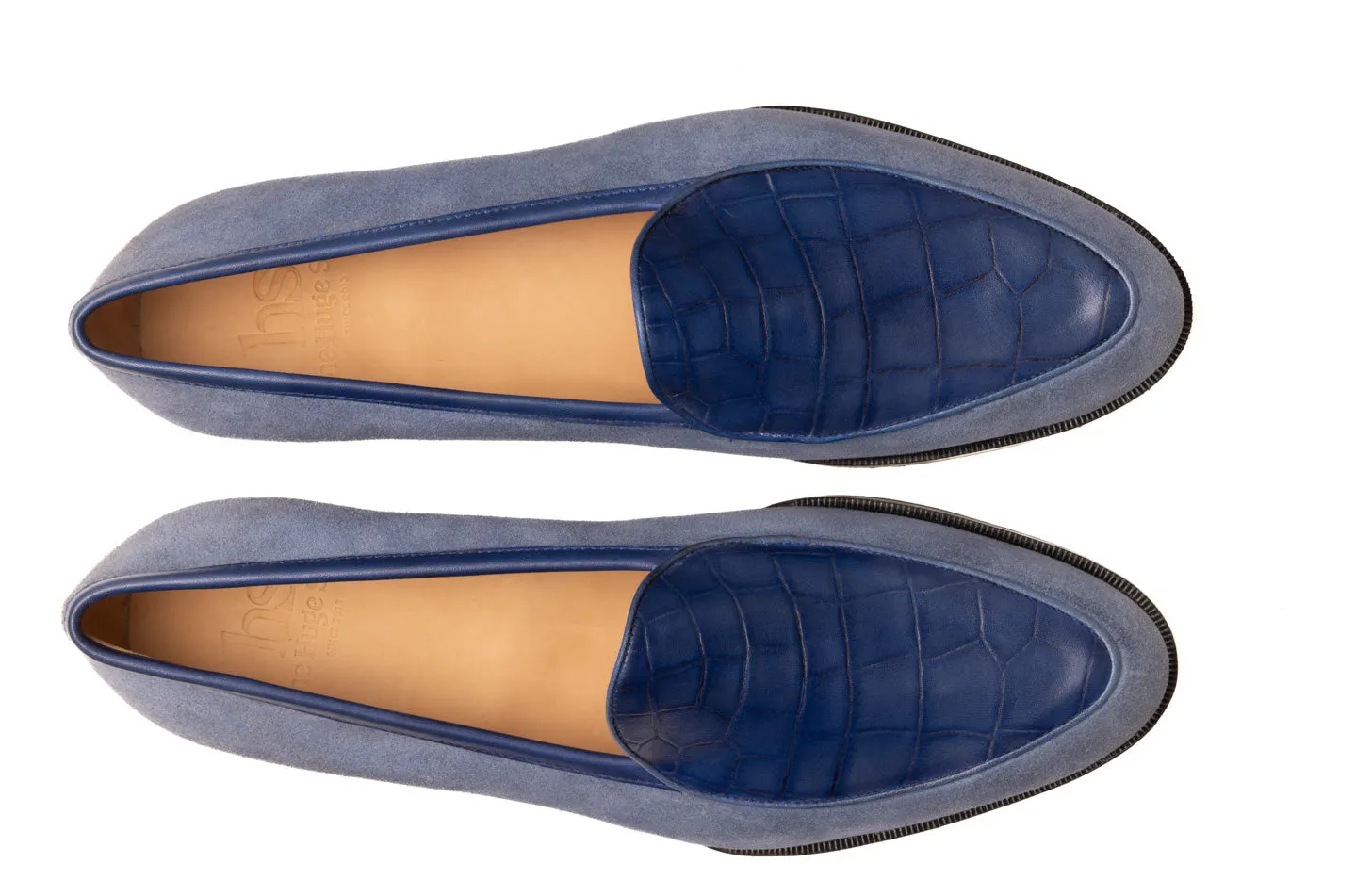 Loafer with Textured Apron - Crocodile Patterned for Men.