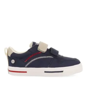 Maceio boys navy blue sneakers with colourful topstitching