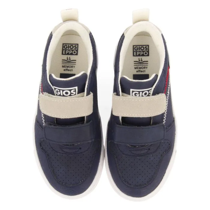 Maceio boys navy blue sneakers with colourful topstitching