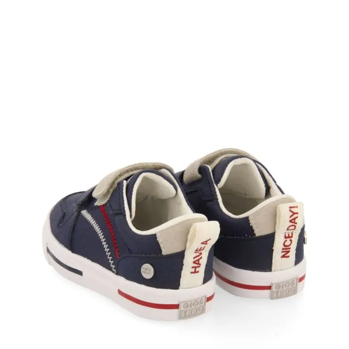 Maceio boys navy blue sneakers with colourful topstitching