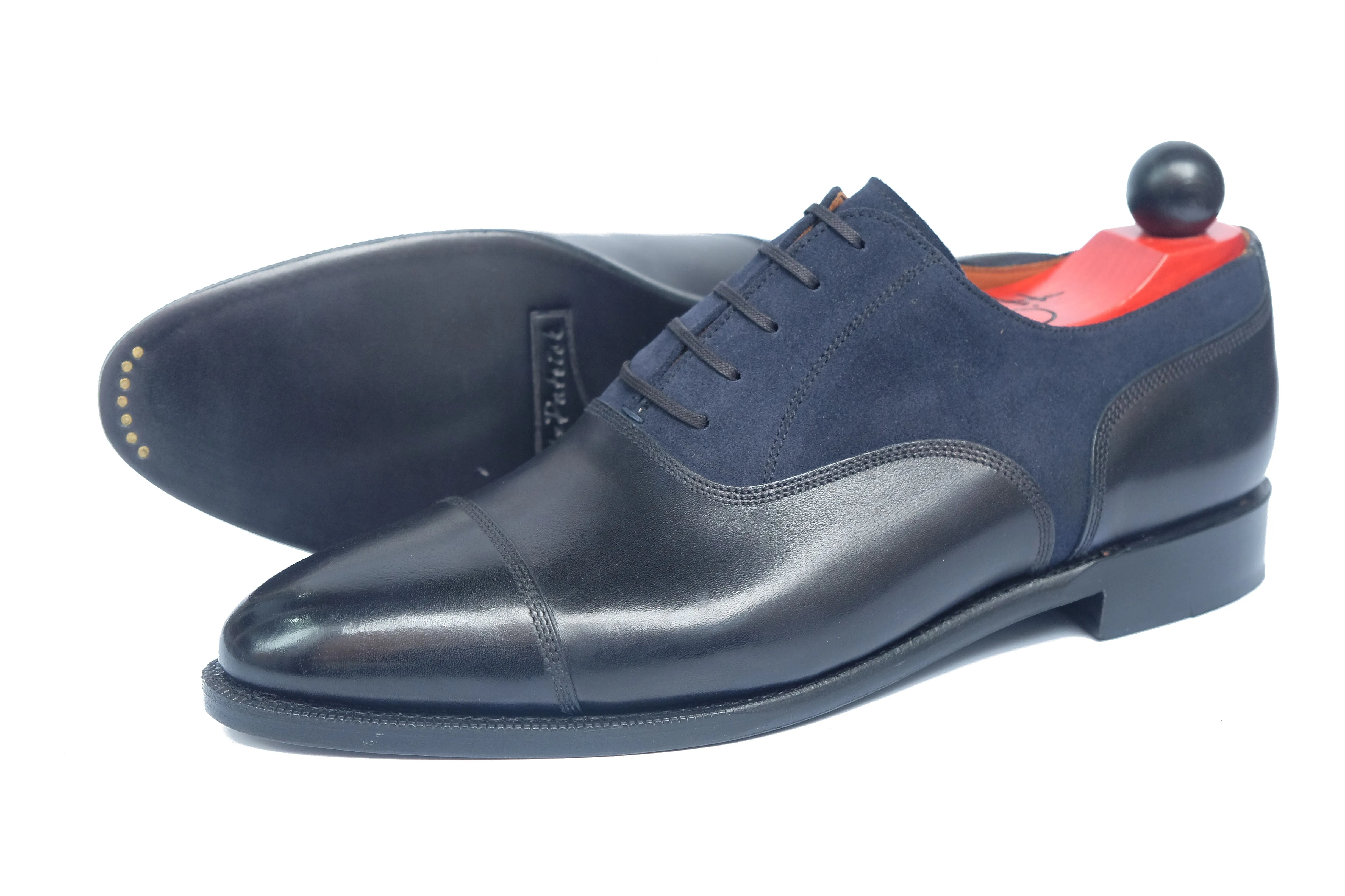 Magnolia Navy Museum Calf Navy Suede Shoes TMG Last Single Leather Sole Shop