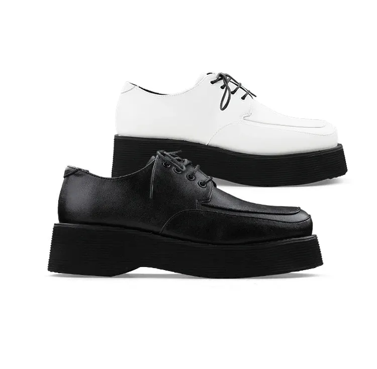 Men's Faux Leather Lace Up Chunky Platform Casual Shoes