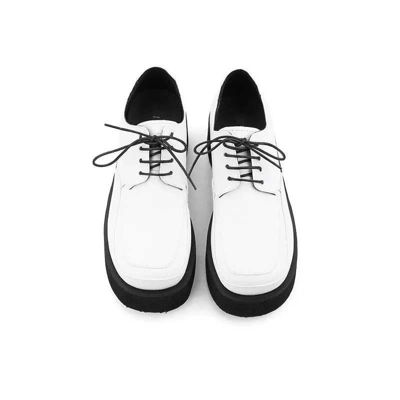 Men's Faux Leather Lace Up Chunky Platform Casual Shoes