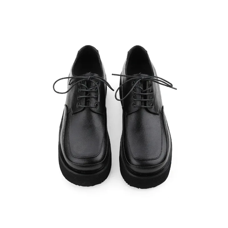 Men's Faux Leather Lace Up Chunky Platform Casual Shoes