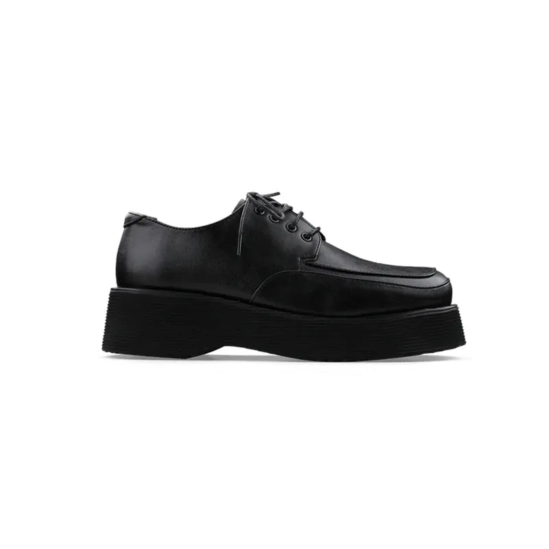 Men's Faux Leather Lace Up Chunky Platform Casual Shoes