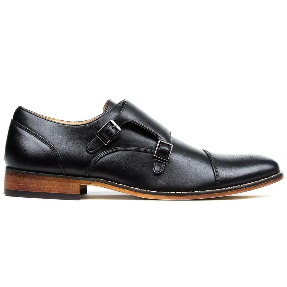 Men's Monk Strap Cap Brogue Loafer Dress Shoes