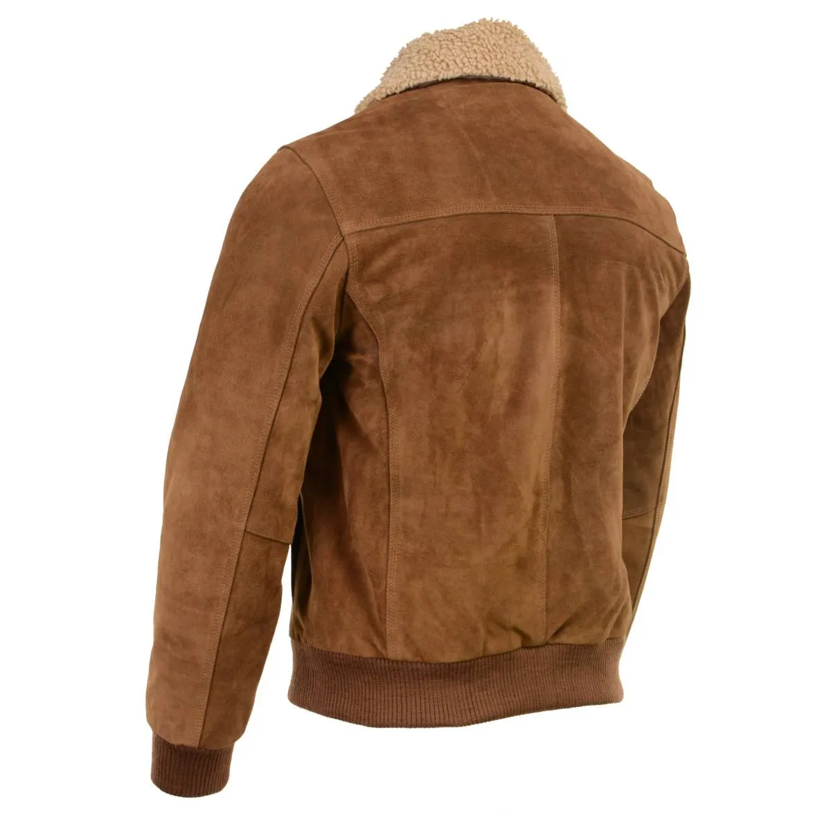 Men's Suede Leather Vintage Bomber Jacket With Shearling Collar