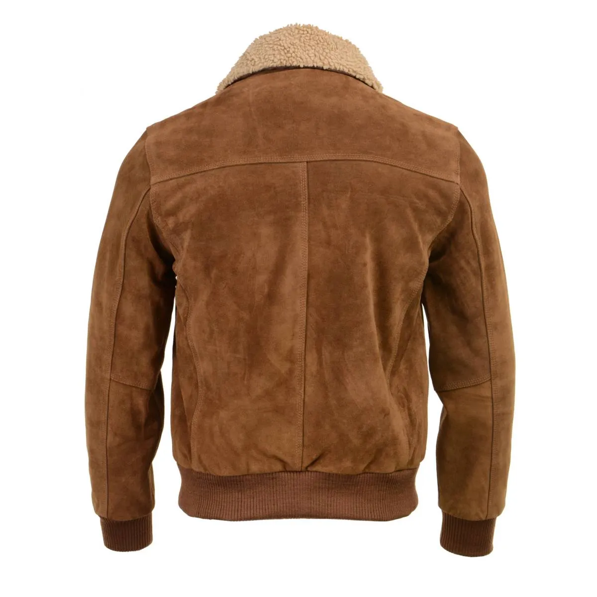 Men's Suede Leather Vintage Bomber Jacket With Shearling Collar