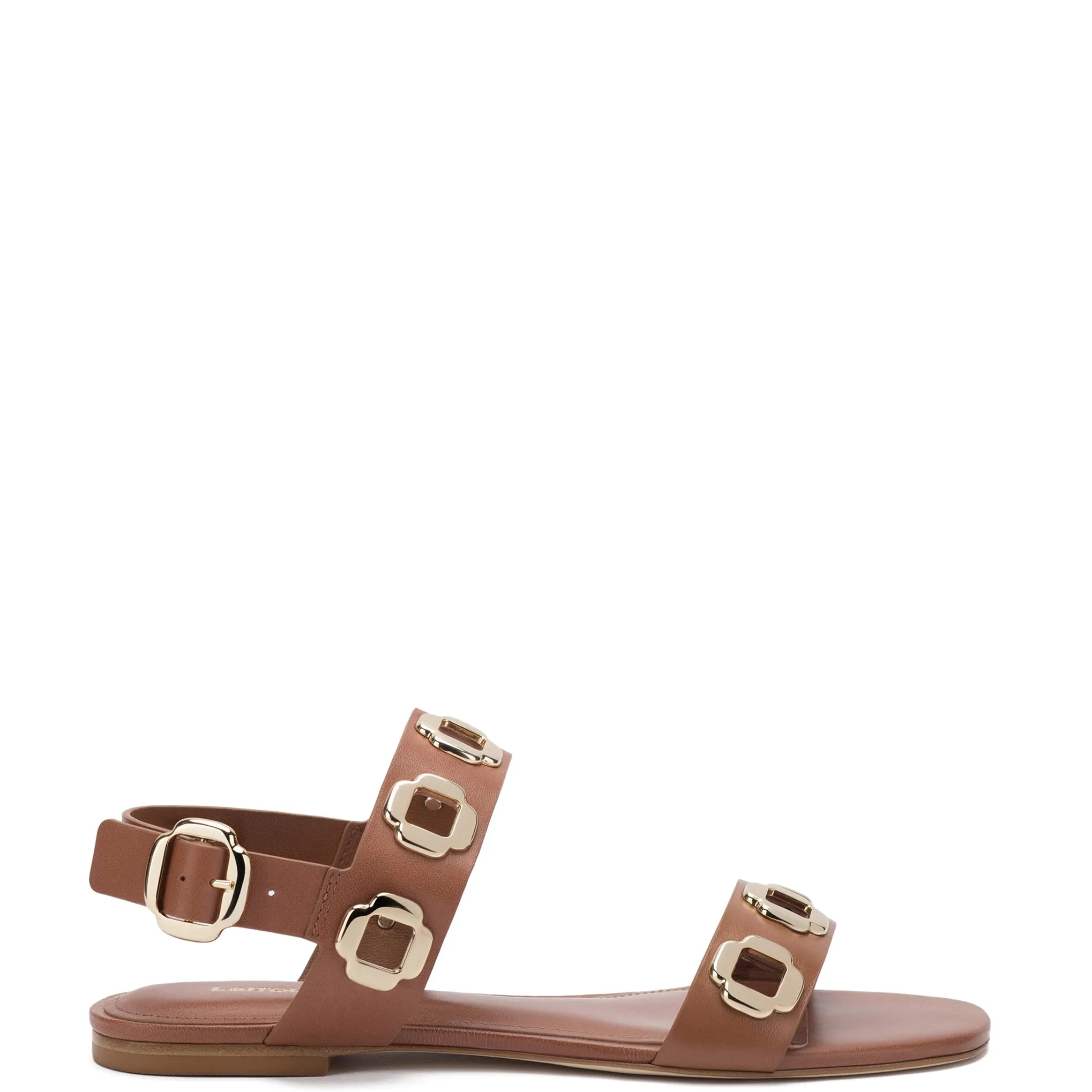 Milan Caramel Leather Flat Sandal