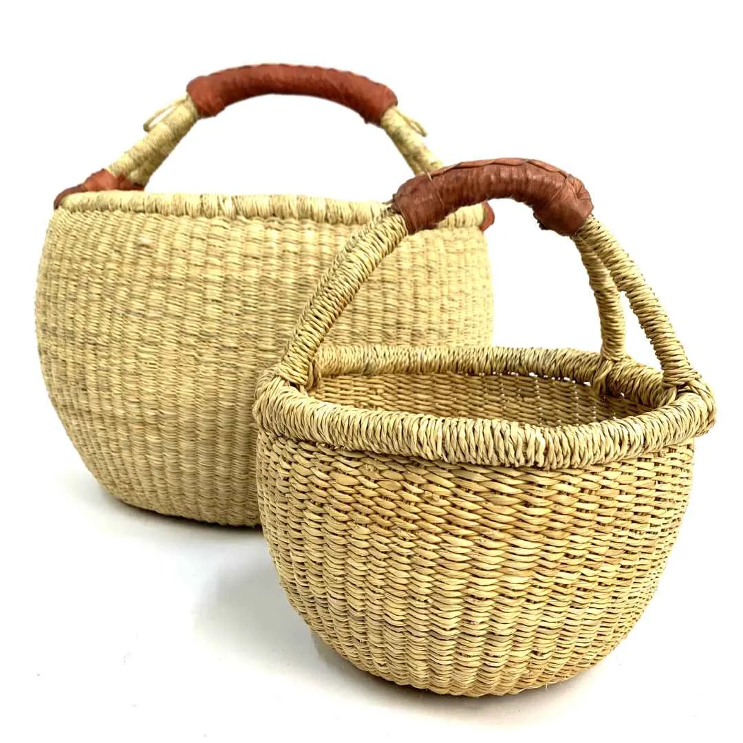 Natural Woven Bolga Basket for Sale - Handcrafted African Basket