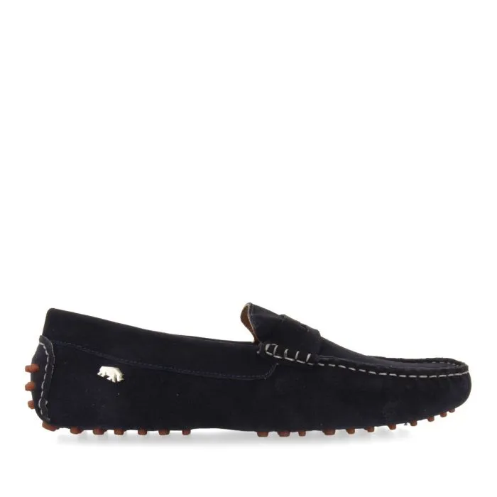 NAVY BLUE LEATHER LOAFERS FOR MEN TARPON