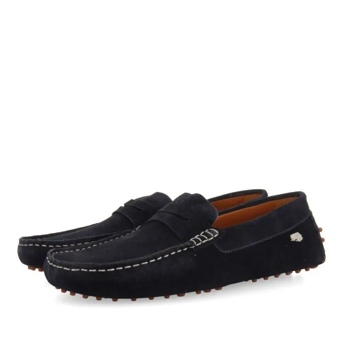 NAVY BLUE LEATHER LOAFERS FOR MEN TARPON