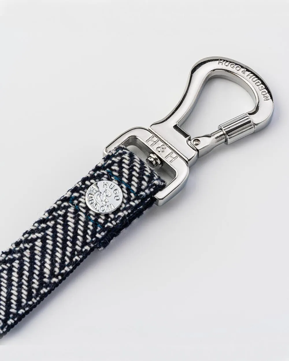 Navy Herringbone Tweed Dog Leash