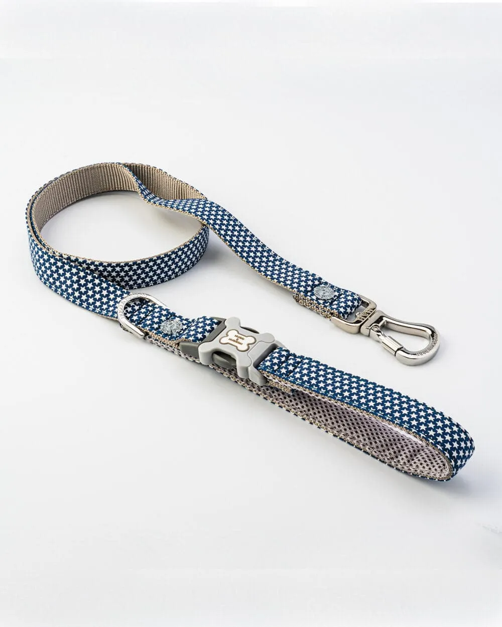 Navy Star Fabric Dog Lead