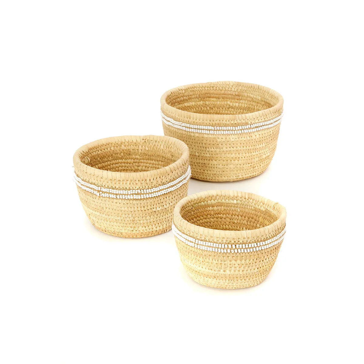 Ngurunit Camel Milking Baskets with White Beaded Stripes