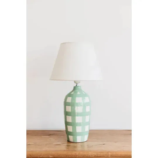 Noss & Co Green Gingham Lamp