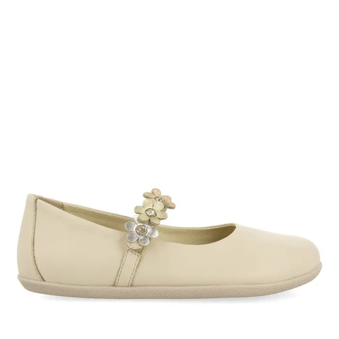 OFF-WHITE BALLET FLATS WITH FLOWER EMBELLISHMENT FOR GIRLS AND BOYS CONESUS