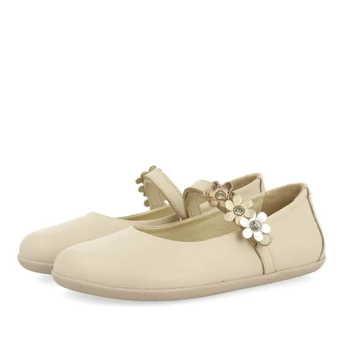 OFF-WHITE BALLET FLATS WITH FLOWER EMBELLISHMENT FOR GIRLS AND BOYS CONESUS