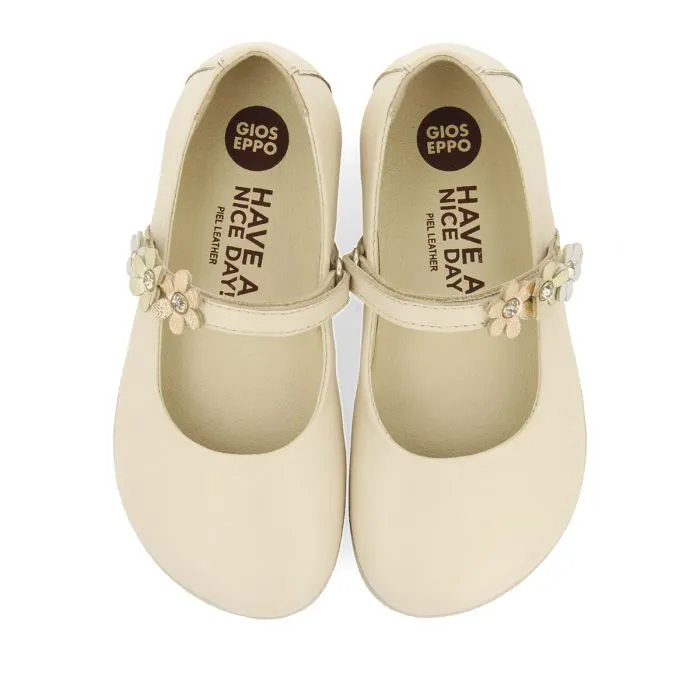 OFF-WHITE BALLET FLATS WITH FLOWER EMBELLISHMENT FOR GIRLS AND BOYS CONESUS