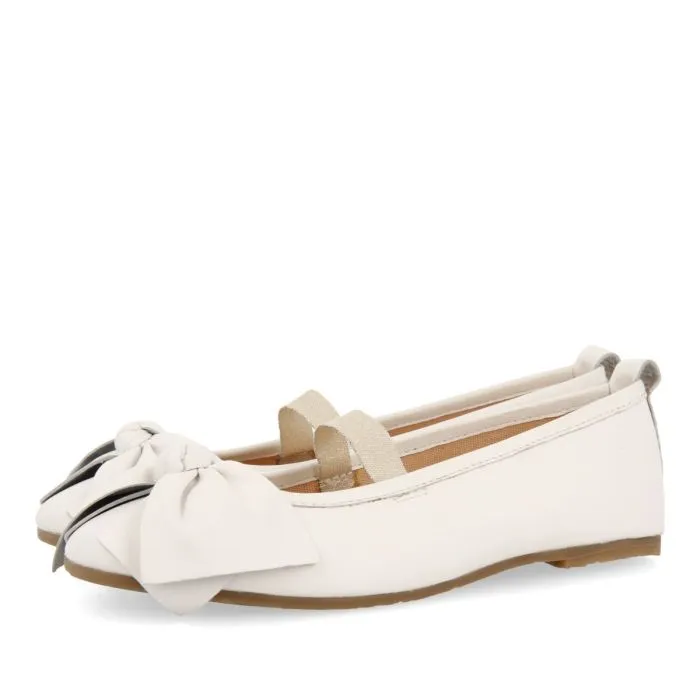 OFF-WHITE SKIN BALLET FLATS WITH BOW FOR GIRL AND BOY TUDY