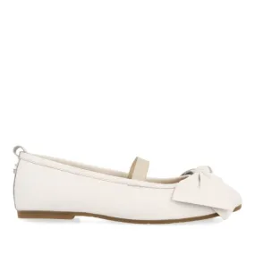 OFF-WHITE SKIN BALLET FLATS WITH BOW FOR GIRL AND BOY TUDY