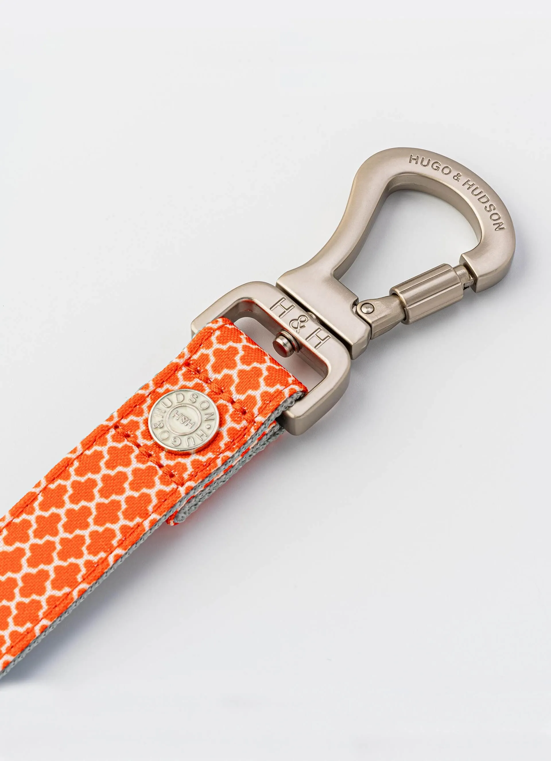 Orange Geometric Fabric Dog Lead