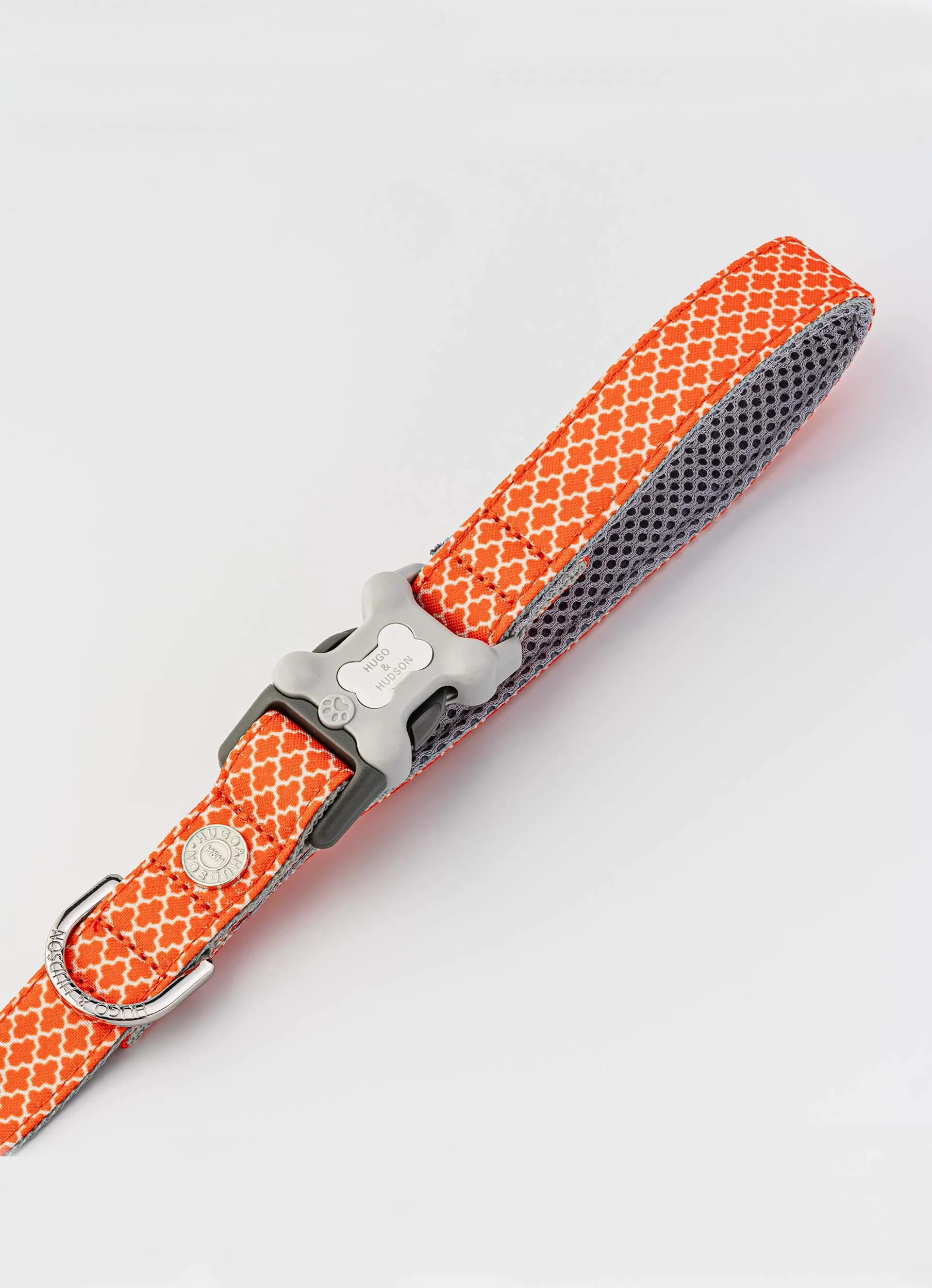 Orange Geometric Fabric Dog Leash