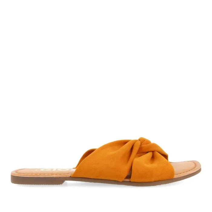 ORANGE LEATHER SLIDE SANDALS FOR WOMEN AGIRA