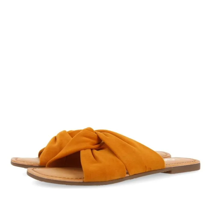 ORANGE LEATHER SLIDE SANDALS FOR WOMEN AGIRA