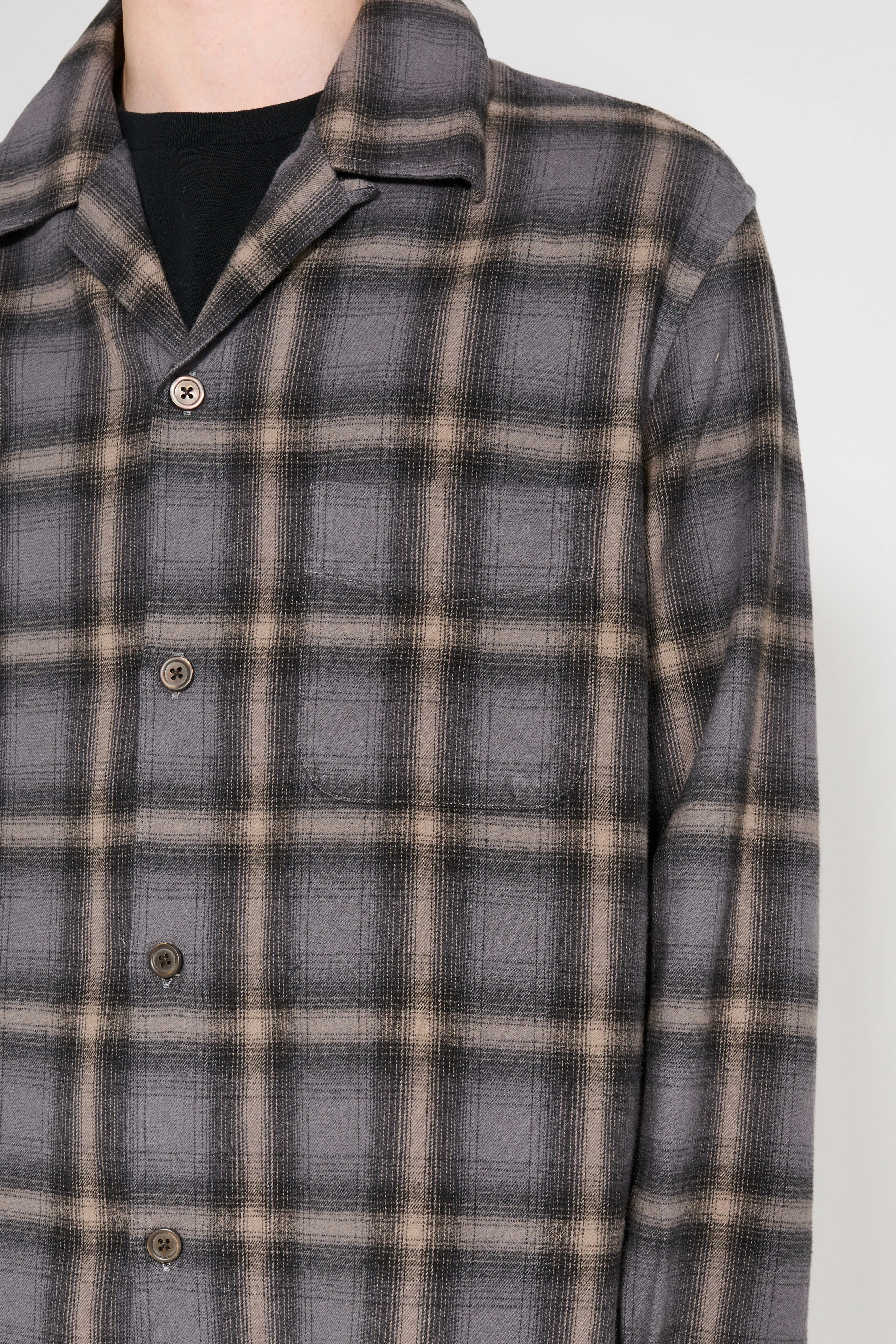 Our Legacy Heusen Shirt Oyster Check Hairy Flannel