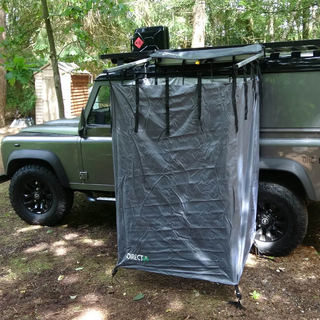 Overland Expedition Granite Grey Fold-Out Shower Privacy Curtain Side Box.