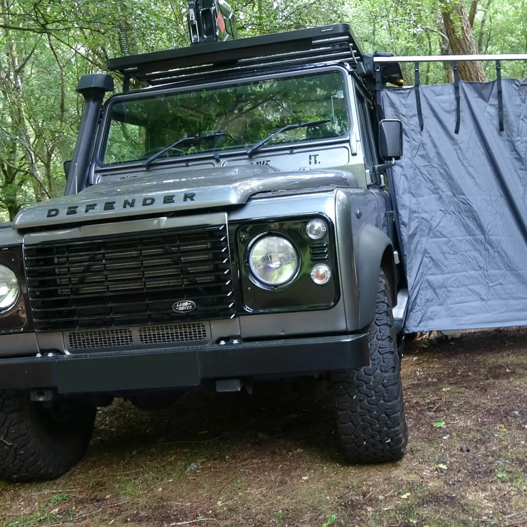 Overland Expedition Granite Grey Fold-Out Shower Privacy Curtain Side Box.