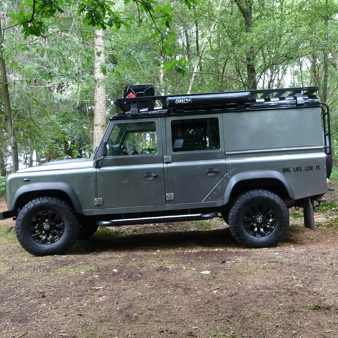 Overland Expedition Granite Grey Fold-Out Shower Privacy Curtain Side Box.