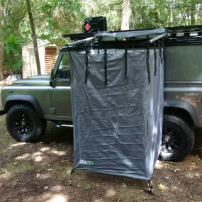 Overland Expedition Granite Grey Fold-Out Shower Privacy Curtain Side Box.