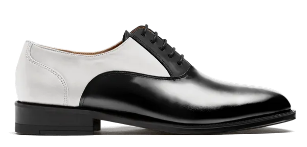  Oxfords en florentic y piel negro y blanco