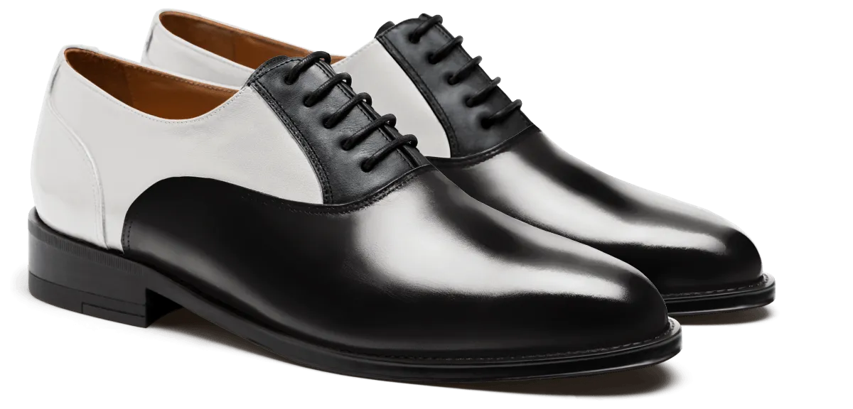  Oxfords en florentic y piel negro y blanco