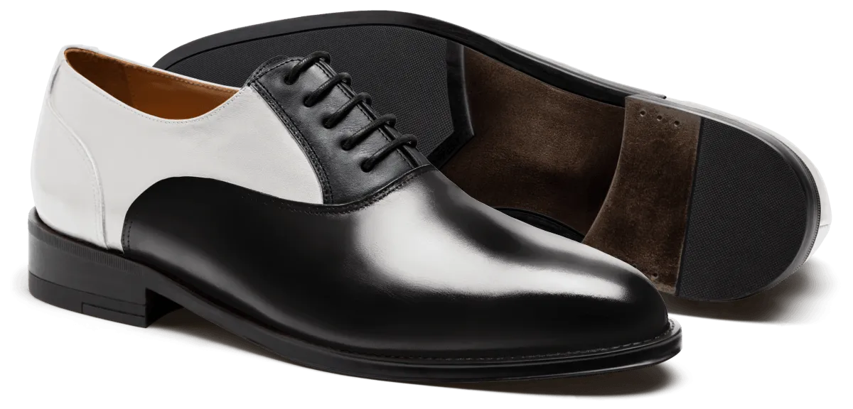  Oxfords en florentic y piel negro y blanco