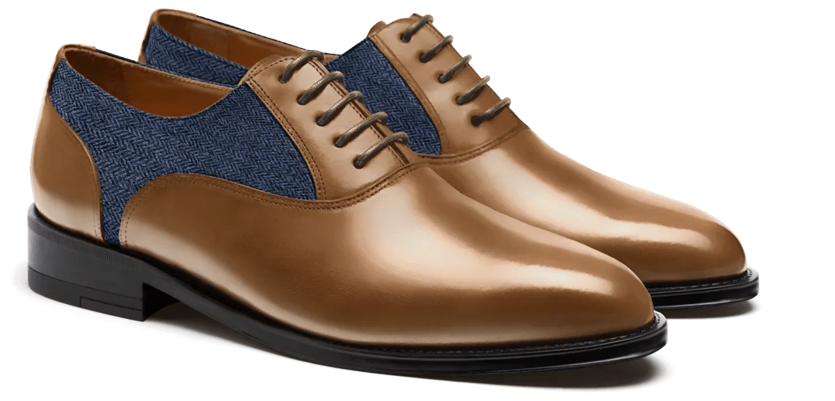  Oxfords en florentic y tweed marrón y azul