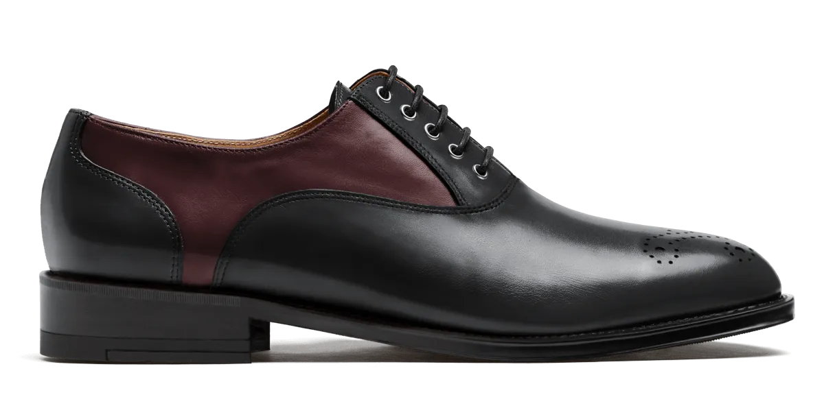  Oxfords en piel negro y burdeos