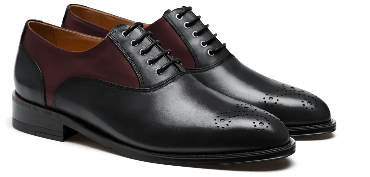  Oxfords en piel negro y burdeos