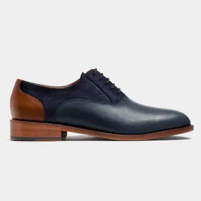  Oxfords en piel y terciopelo azul y marrón