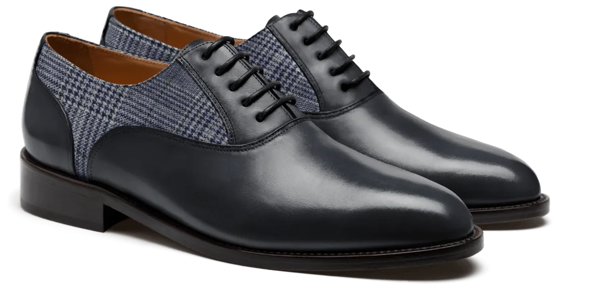  Oxfords en piel y tweed azul