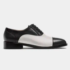  Oxfords Pala recta en piel blanco y negro