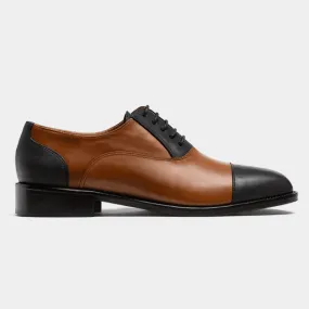  Oxfords Pala recta en piel marrón y negro