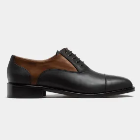  Oxfords Pala recta en piel negro y marrón