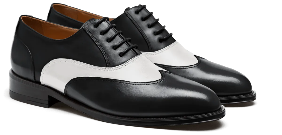  Oxfords Pala Vega en piel blanco y negro